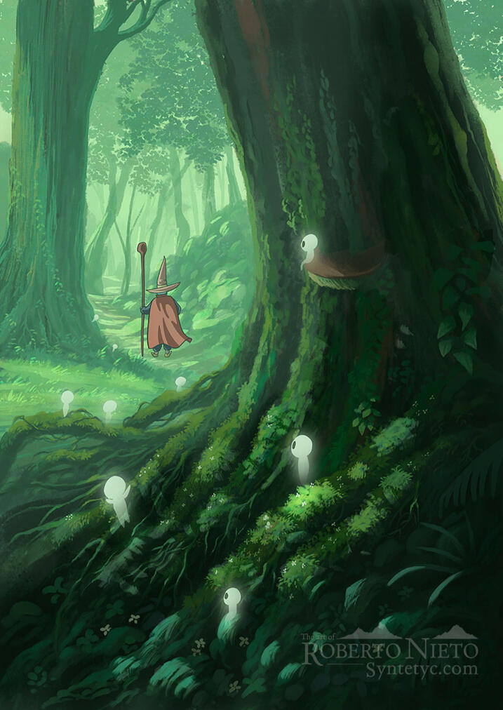 Wizard of the forest Anime-style illustration